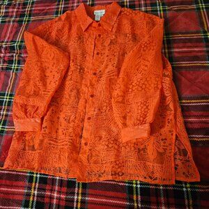 Coldwater Creek Lacy cardigan blouse